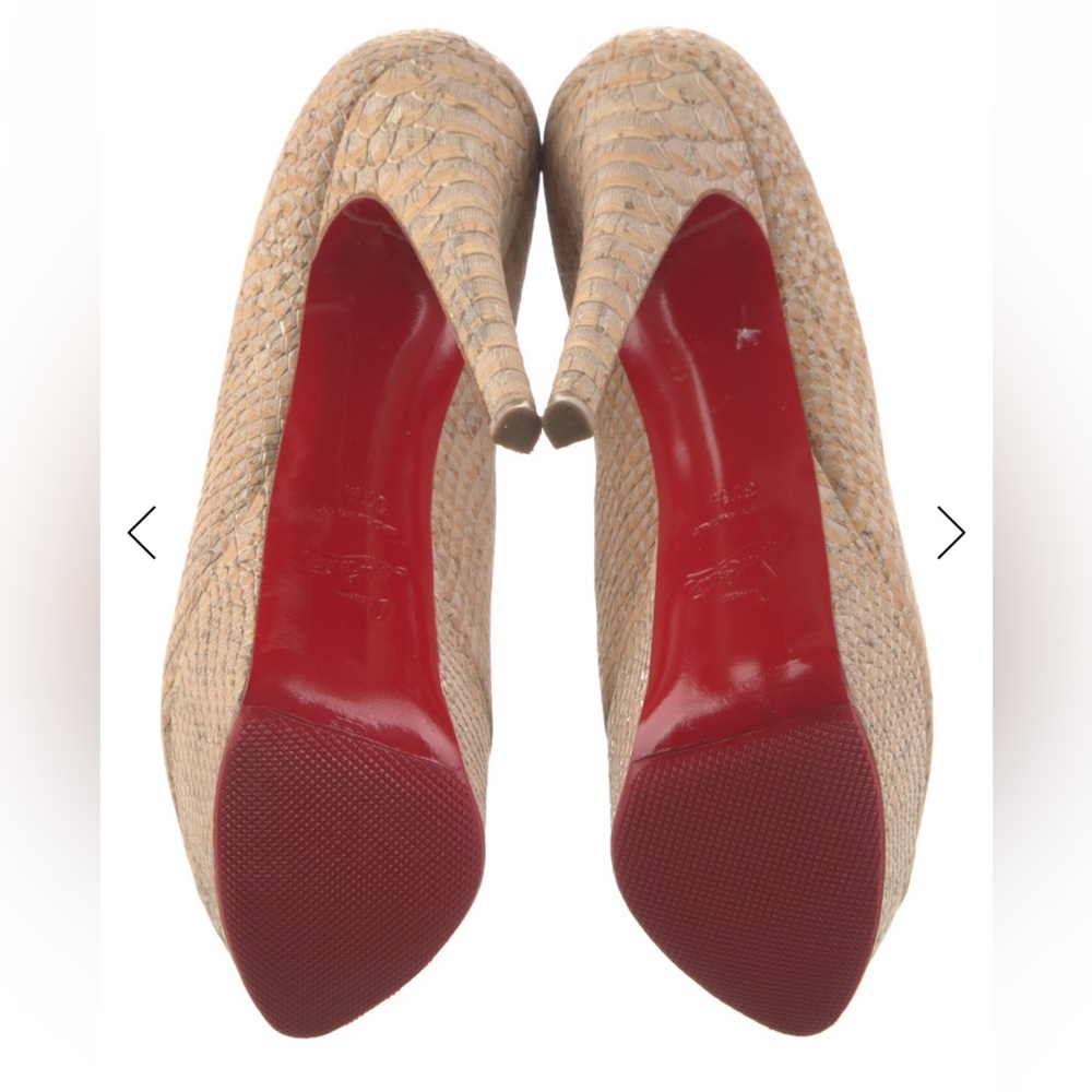 Christian Louboutin Textured Tan Heels - Picture 4 of 4